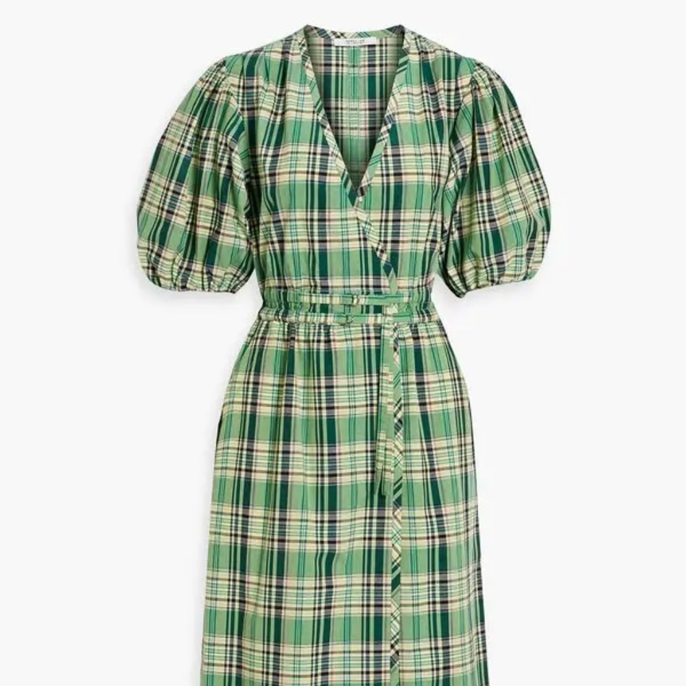 $495 Derek Lam 10 Crossbody Tiana Green Plaid Dress